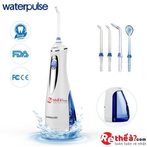 Máy tăm nước cầm tay WATERPULSE V400 - Hàng chính hãng - Chăm sóc răng hoàn hảo giúp nướu khỏe hơn, pin sạc 4 tiếng