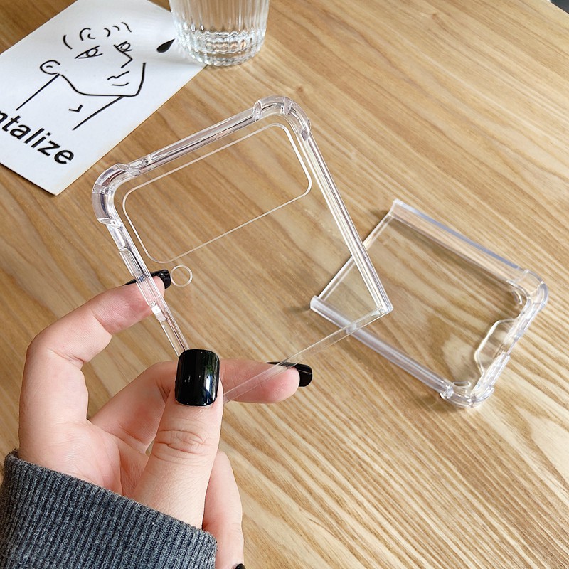 Ốp Điện Thoại TPU+PC Trong Suốt Chống Nổ Bảo Vệ Cho Samsung Galaxy Z Flip 3