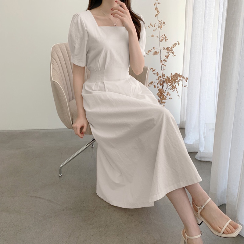 Đầm dài ZANZEA tay ngắn cổ vuông thời trang cho nữ