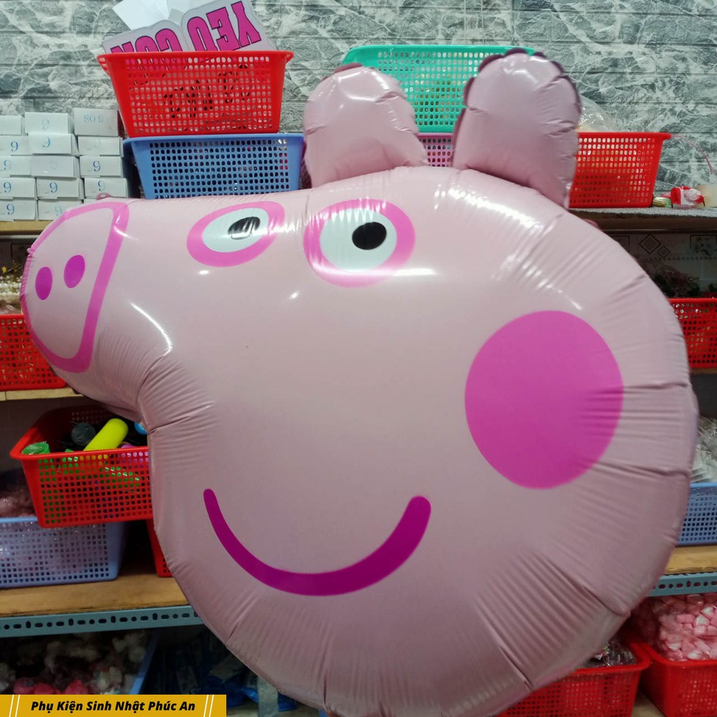 Bóng kiếng 70cm hình chú heo peppa hồng trang trí sinh nhật HPBD