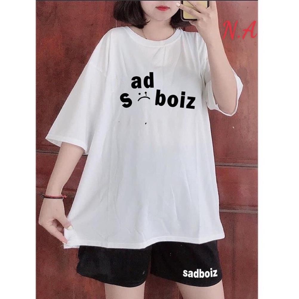 Bộ đồ cho nữ áo phông SadBoiz from rộng tay lỡ kết hợp quần đùi cực xinh