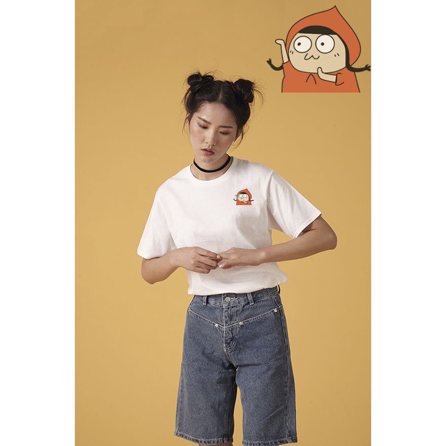 [Hàng Xịn, Gía Tốt] Áo Thun Trơn Icon Nhiều Màu Couple Nam Nữ Họa Tiết Cô Bé Quàng Khăn Đỏ - Unisex - Cotton - AT011