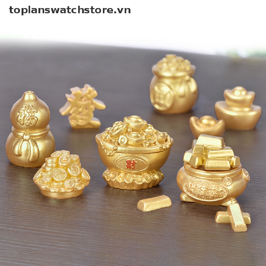Phụ Kiện Trang Trí Phong Cảnh Năm Mới Bằng Nhựa Resin Màu Vàng DIY