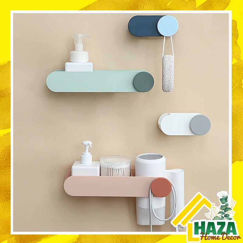 Giá đỡ nhà vệ sinh có lỗ thoát nước dán tường đựng đồ và để máy sấy [Haza Home Decor]