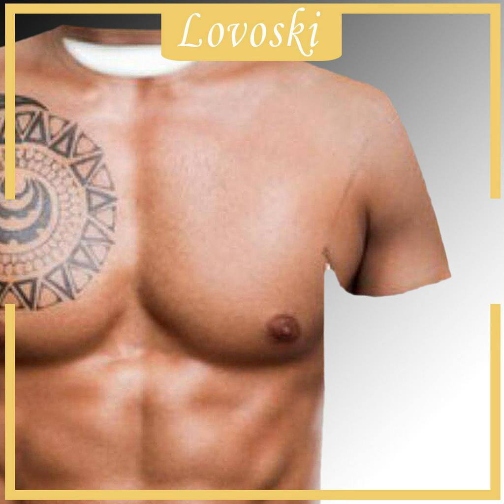 Áo thun ngắn tay cổ tròn in hình cơ bắp 3D thời trang dành cho nam