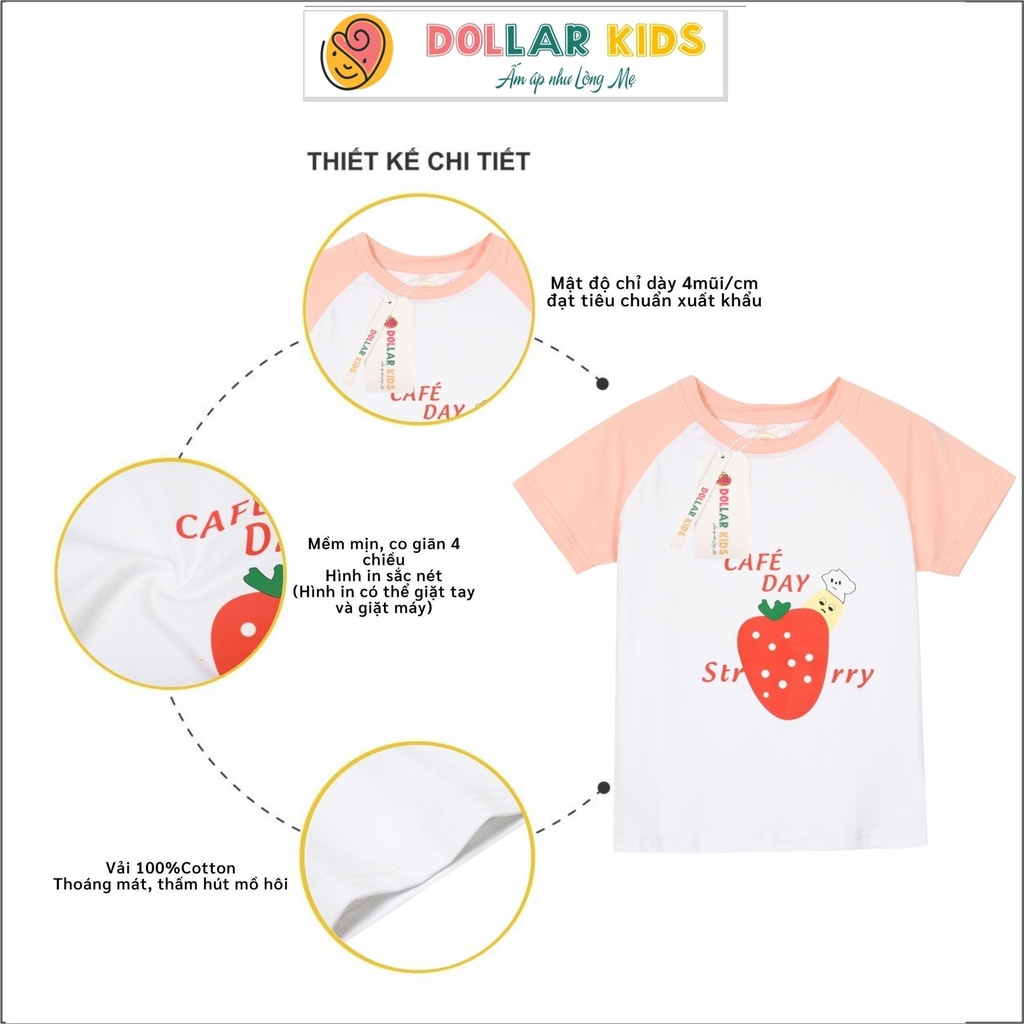 Dollarkids - (Cotton SG Chính Phẩm) Áo Thun Phối Tay Bé Gái Siêu Dễ Thương Từ 10-46kg