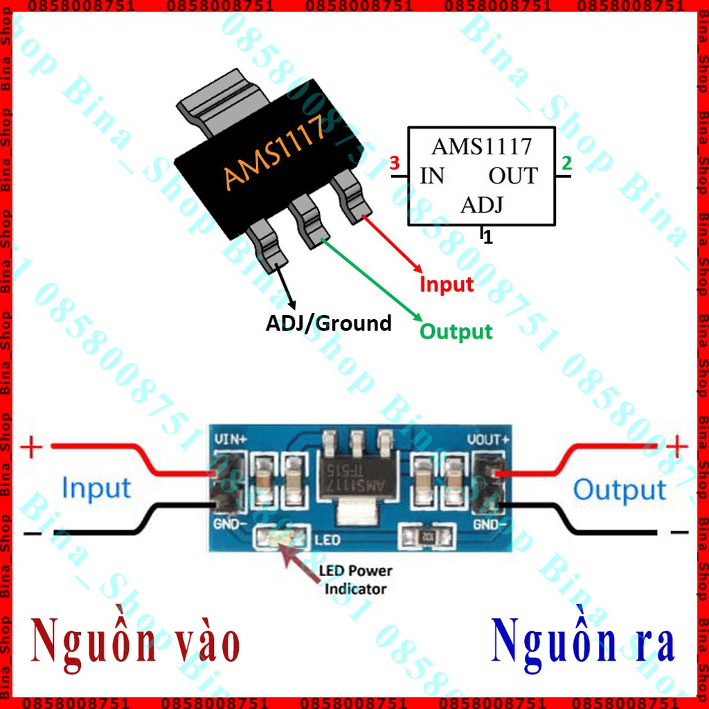 Mạch hạ áp AMS1117 DC 3.3V/5V 800mA