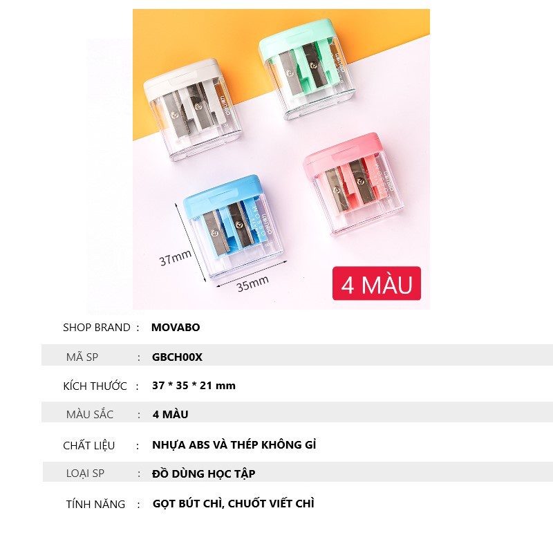 Gọt bút chì chuốt viết chì 2 lỗ DELI gọt được bút chì Kumon và nhiều loại bút chì