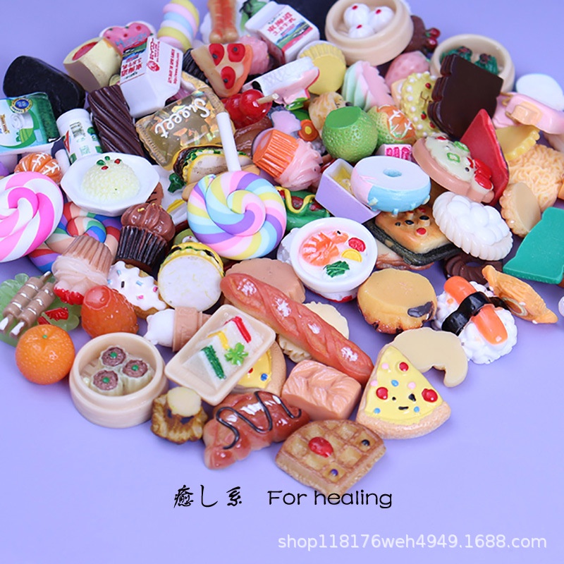 Đồ ăn mini cho búp bê barbie mẫu charm xinh xắn trang trí nhà búp bê dán Jibbitz, vỏ ốp điện thoại kẹp tóc ANDATOY AD965