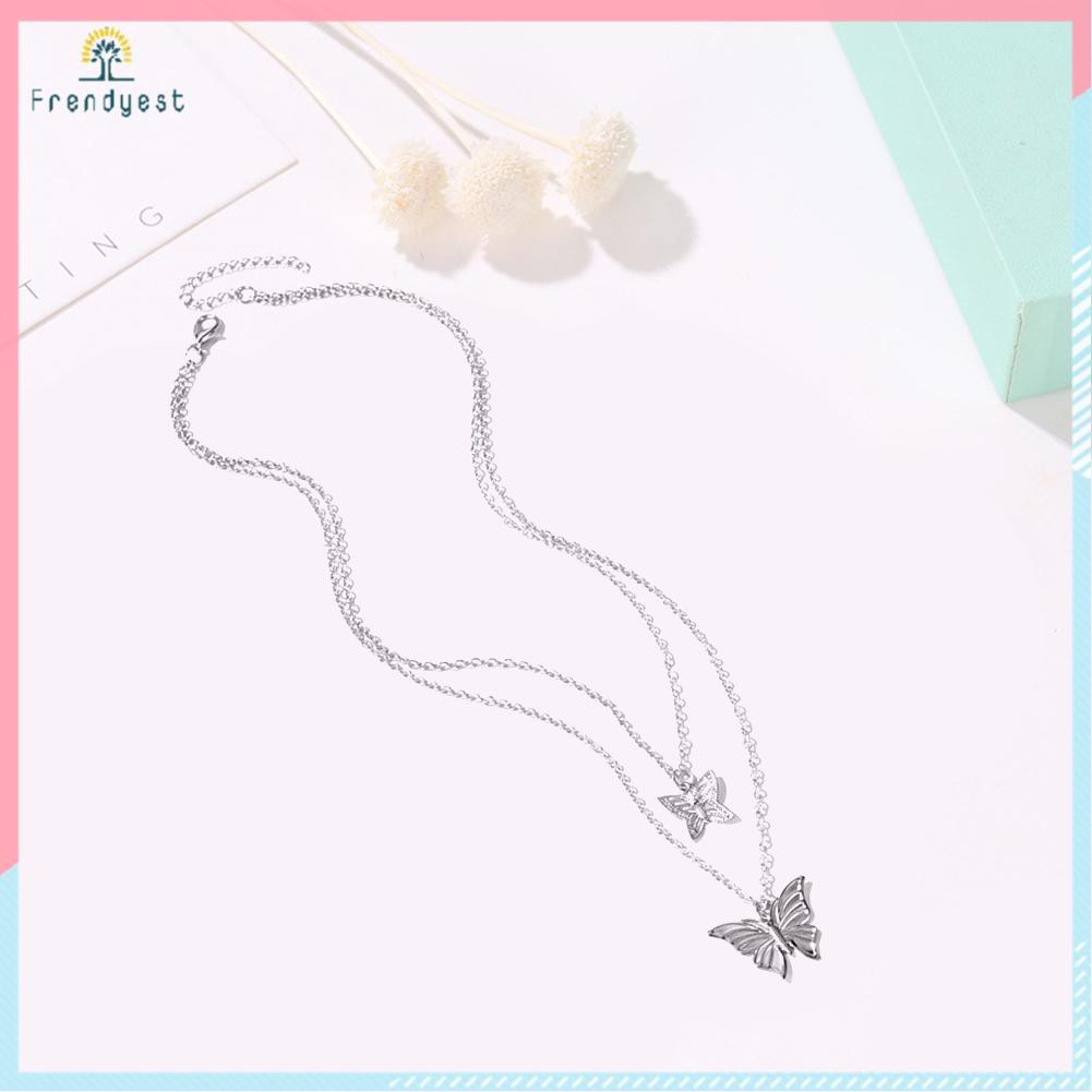 Dây chuyền Choker dài 2 lớp mặt hình bướm thiết kế rỗng thời trang cho nữ