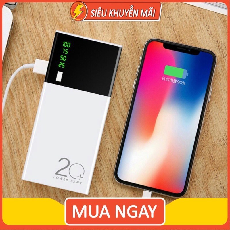 [Giá Sỉ] Sạc Dự Phòng 20.000mAh 5 Lõi, Pin Dự Phòng Hiển Thị %Pin Và Đèn Led- Bh 12 Tháng