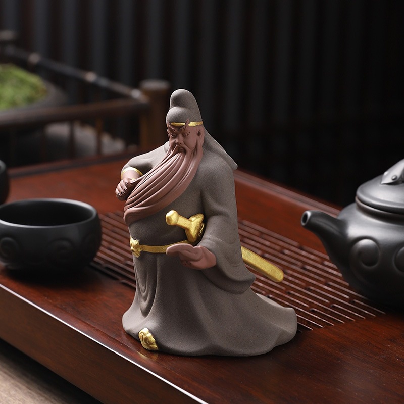 Bộ tượng Quan Công - Quan Vũ gốm Tử Sa trang trí, để bàn trà, quà tặng, trang trí xe hơi - Tự Thanh