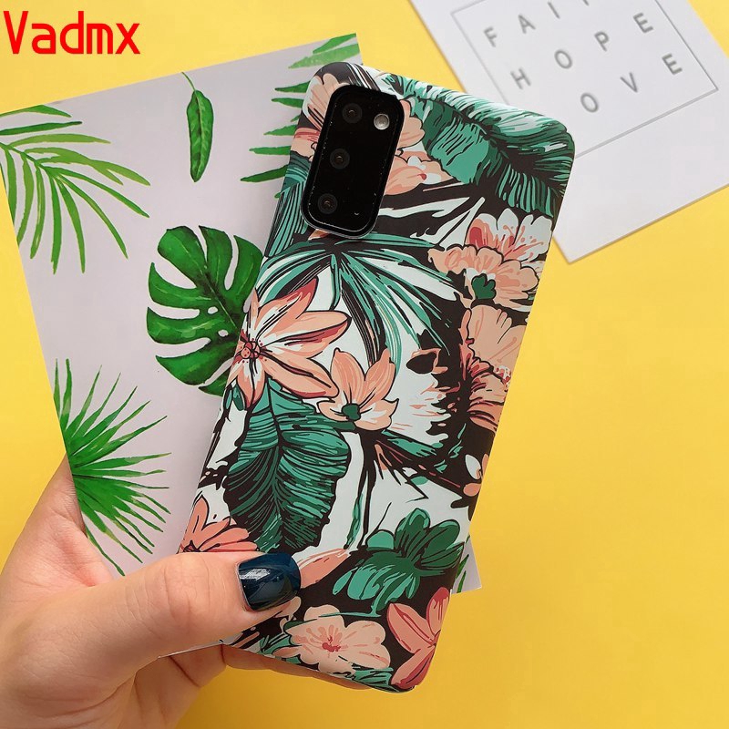 Ốp điện thoại nhựa cứng in hình vẽ hoa bằng sơn dầu cho Samsung Galaxy S20 Ultra S10 S9 S8 Plus Note 10 Plus 9 8