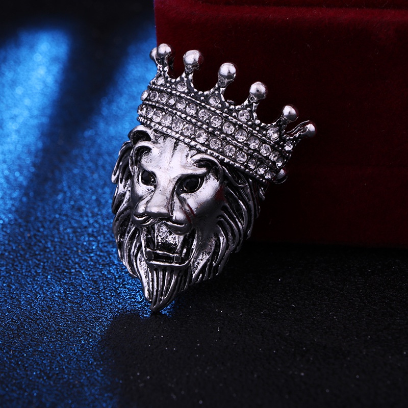 EFAN Hàng Mới Về Trâm Cài Áo Khoác Hình Vương Miện Vua Sư Tử Màu Vàng / Bạc Cổ Điển Cho Nam