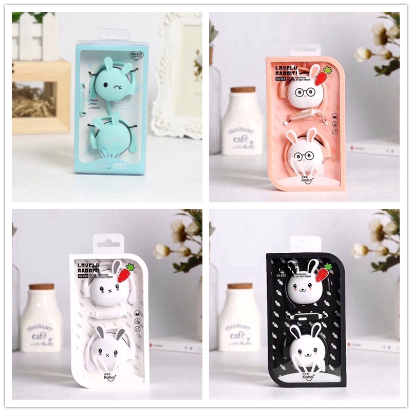 Tai Nghe Móc Vành Tai Di Động Có Dây In Hình Thỏ Hoạt Hình Dễ Thương Dành Cho Các Cặp Đôi