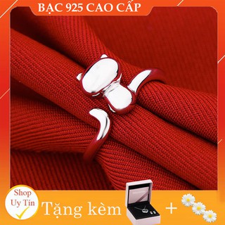 [GIÁ HỦY DIỆT] Bạc Ý Cao Cấp Nhẫn Tay Bạc Mèo Đáng Yêu S925 - Chuỗi Shop Trang Sức Daisy Free Ship Giao Hàng Nhanh 4h