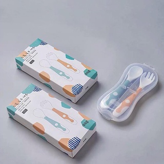 [XẢ KHO] Set thìa dĩa ăn dặm cho bé AAG uốn cong 360 độ có hộp đựng bảo quản tiện lợi an toàn