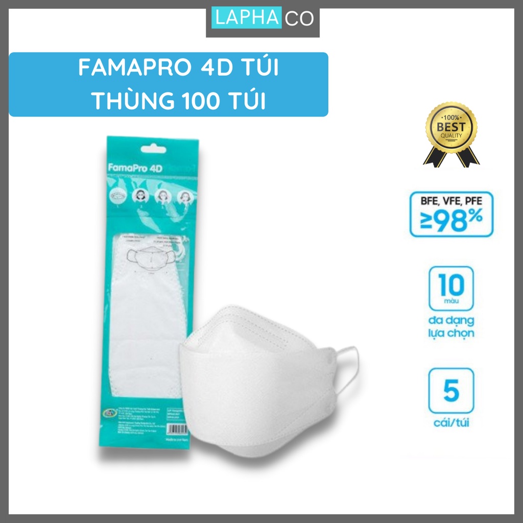 [TÚI-5 CÁI] Khẩu trang y tế cao cấp kháng khuẩn 3 lớp Famapro 4D