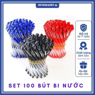 Set 100 bút bi nước văn phòng mực đều nét chữ đẹp