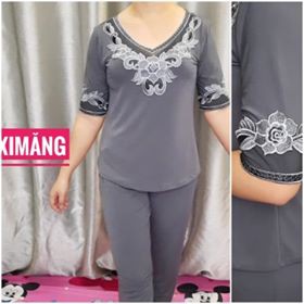 đồ bộ trung niên thun ladong tay lỡ quần dài phối ren | BigBuy360 - bigbuy360.vn