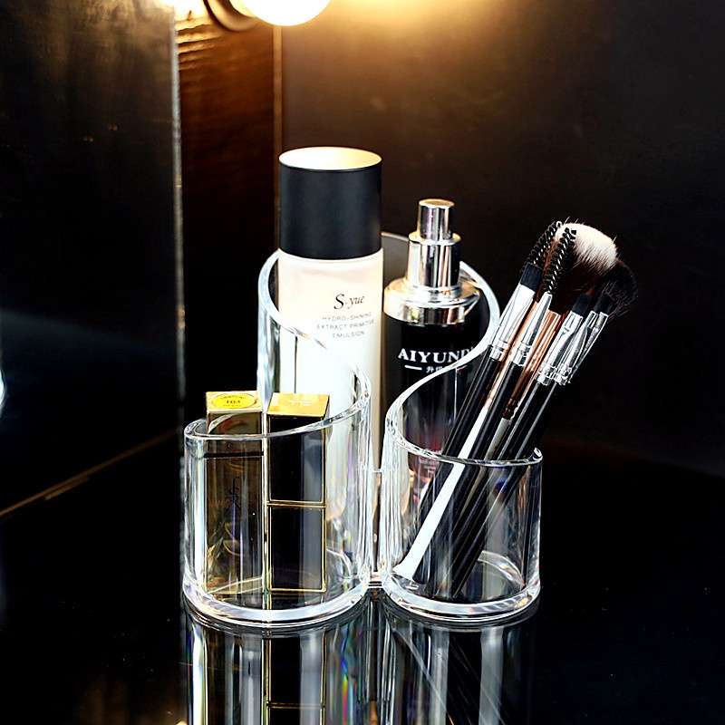 Hộp Đựng Cọ Trang Điểm Bằng Acrylic Trong Suốt Kèm Giá Đỡ Trưng Bày Điều Khiển Từ Xa