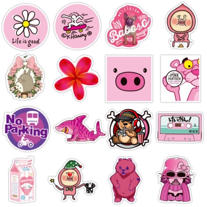Sticker VSCO Hồng 04 siêu dễ thương chống thấm nước dán mũ nón bảo hiểm, điện thoại, laptop