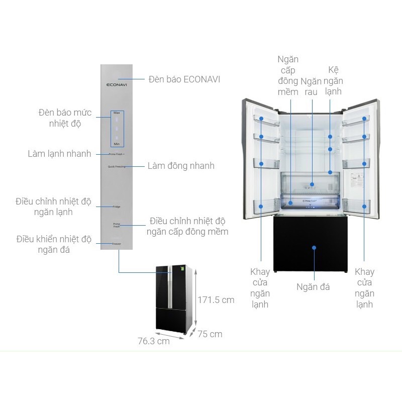 Tủ lạnh Panasonic inverter 494 lít NR-CY550GKVN( Hàng mẫu NEW Bảo hành chính hãng 1 năm)