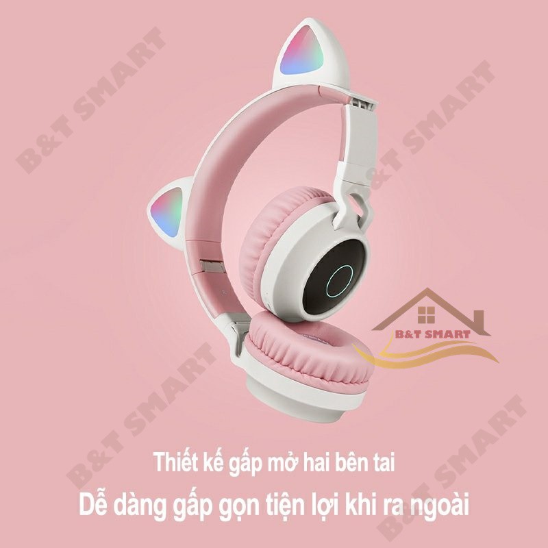 [  FREE SHIP Tai nghe Mèo Blutooth,chụp tai ,Headphone Tai Mèo dễ thương có Mic,Âm bass mạnh mẽ ,Dung lượng pin Khủn