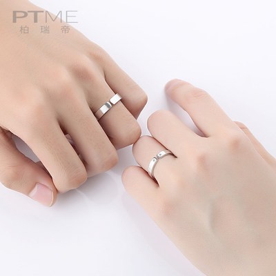 Nhẫn bạc Sterling cặp đôi nam giới và phụ nữ mở ngón trỏ cặp nhẫn một cặp đơn giản nhỏ đêm Valentine quà tặng bạn gái