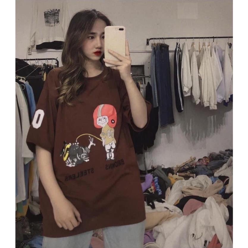 Áo thun nam nữ tay lỡ 07 Browns Nâu chất cotton form thụng dáng rộng basic mặc đôi nhóm freesize