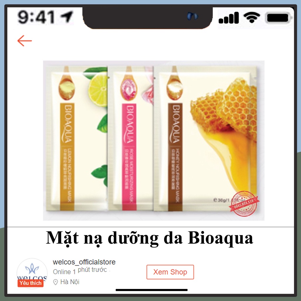 Mặt nạ giấy dưỡng trắng da mụn cấp ẩm thải độc Bioaqua nội địa trung chính hãng Chanh, Hoa Hồng, Mật Ong CS65