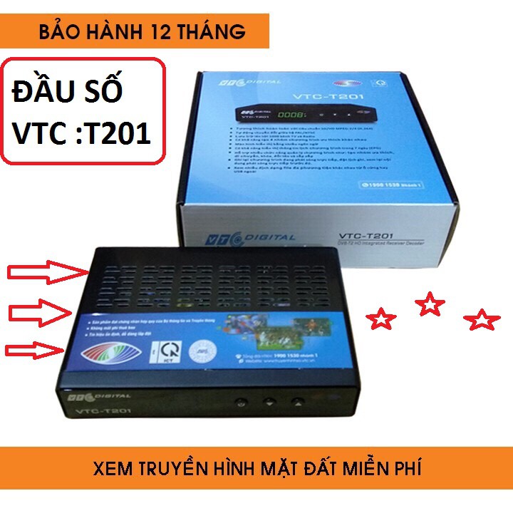 Đầu thu kỹ thuật số DVB - T2 VTC 201, xem truyền hình hơn 60 kênh, bảo hành 1 tháng