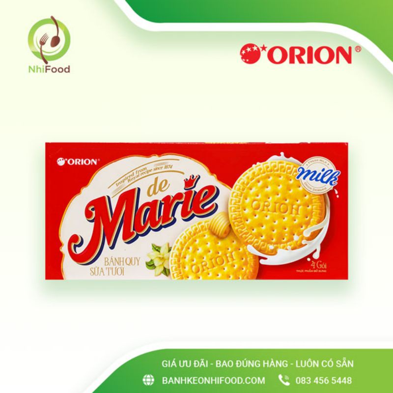 Bánh Quy Sữa Tươi De Marie Orion, Hộp 4 Gói