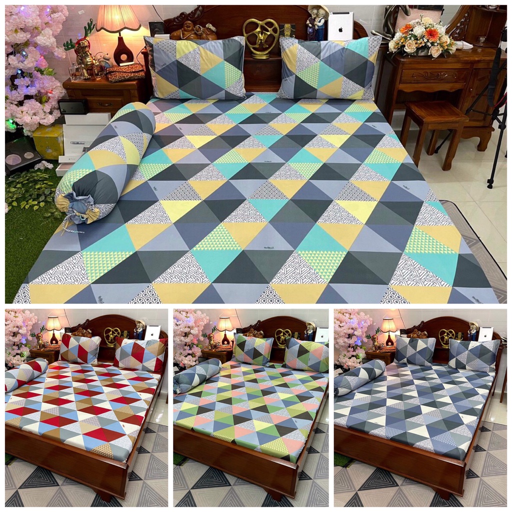 Bộ Ga Giường Thun Lạnh Hàn Quốc 4 Món - HN187 - Xưởng Ga Gối Hồng Nhung