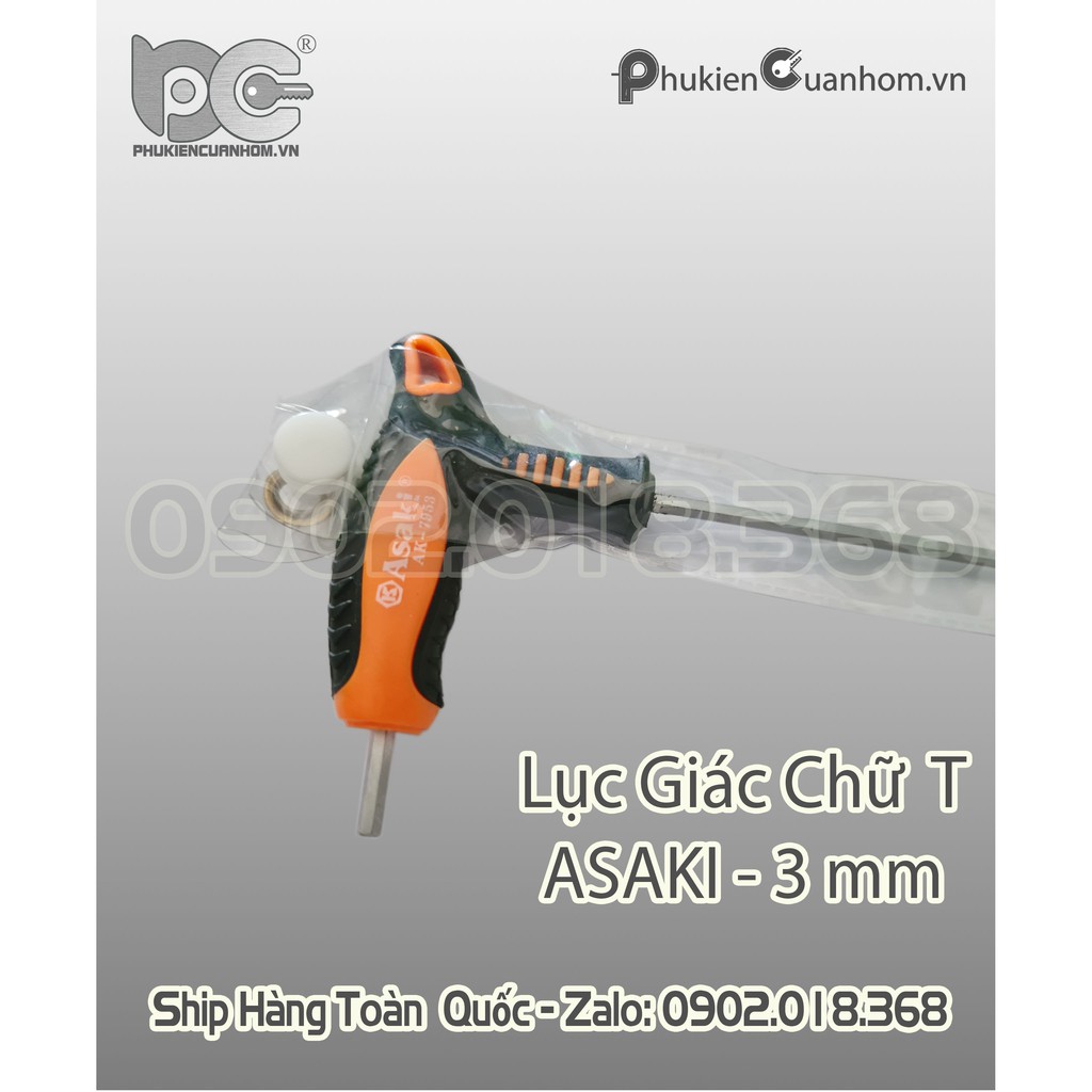 Tay Vặn Lục Giác Chữ T ASAKI - Đầu Bi - 3mm