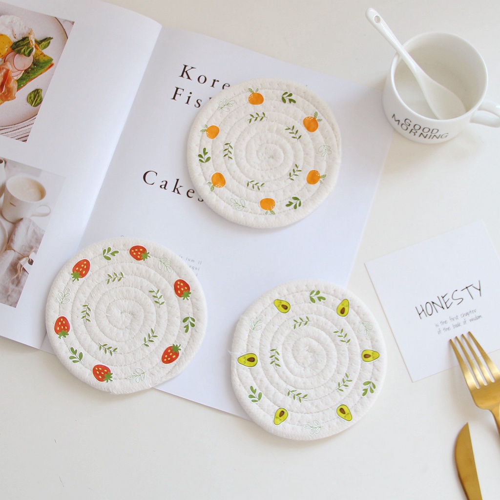 Lót Ly Cốc, Lót Nồi Vải Thấm Hút Nước Hình Mặt Cười Smiley Face