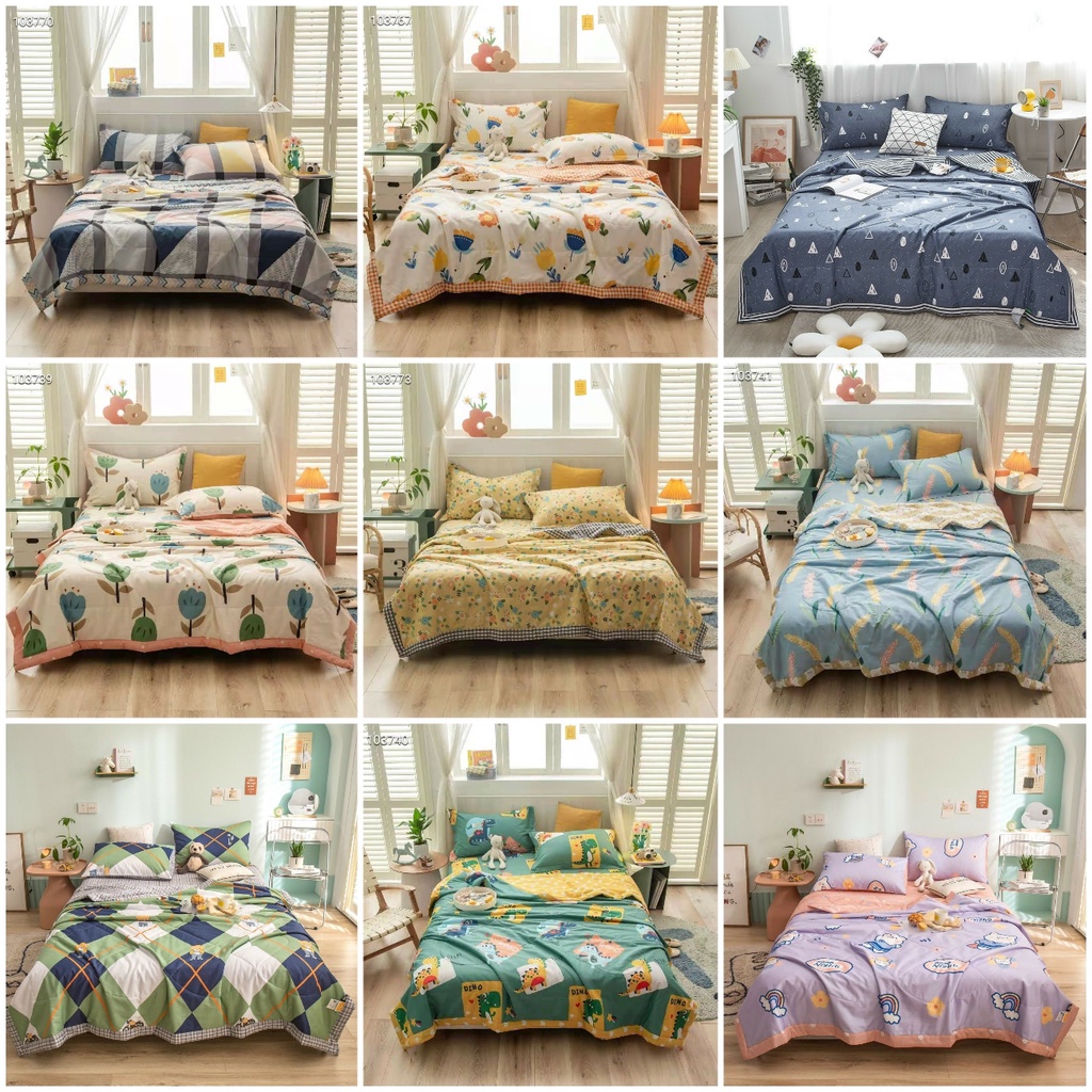 [Xả kho] Bộ chăn ga gối cotton trần hè mềm mịn giá rẻ