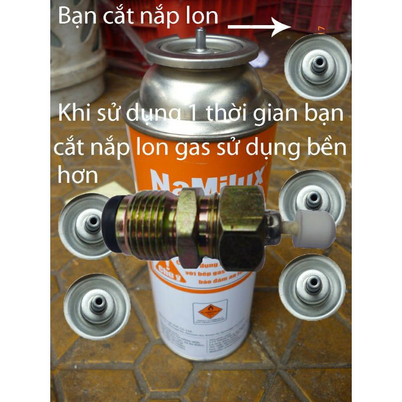 Đầu nối cho tất cả bình sang chiết gaz lon mini ( tặng cho 10 nút mủ sang ga )