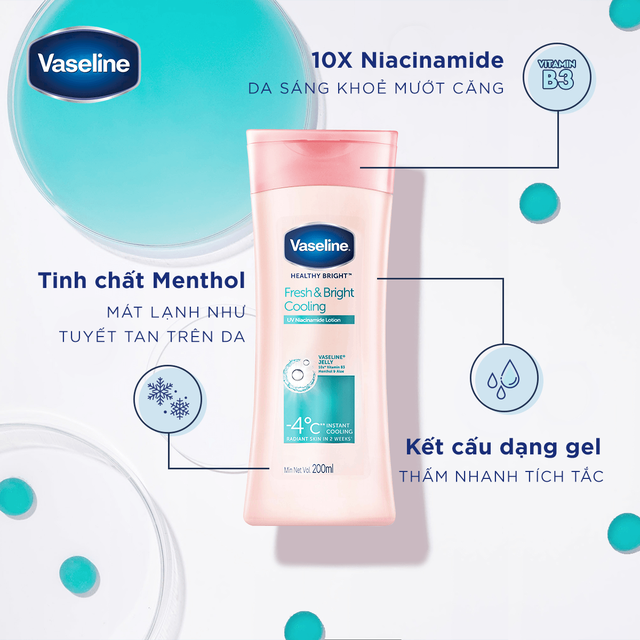 Sữa dưỡng thể Vaseline dưỡng da sáng khỏe mịn màng 200ml