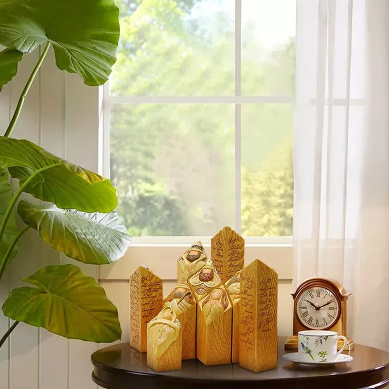 Set 9 cột cây thiên đường chất liệu resin điêu khắc bằng tay dùng cho trang trí bàn làm việc văn phòng/nhà ở độc đáo