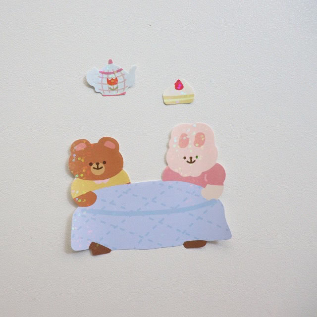 Cute Glittery Bear Sticker Decorative Sequin DIY Sticker