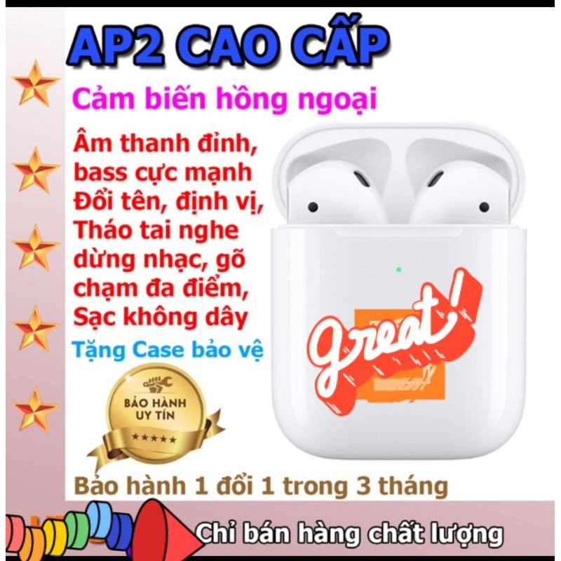 HÀNG CỰC XỊN free ship 🤪Tai nghe airpod bản đặt biệt Bluetooth đổi tên +định vị +sạc không dây Tháo tai nghe tạm dừng