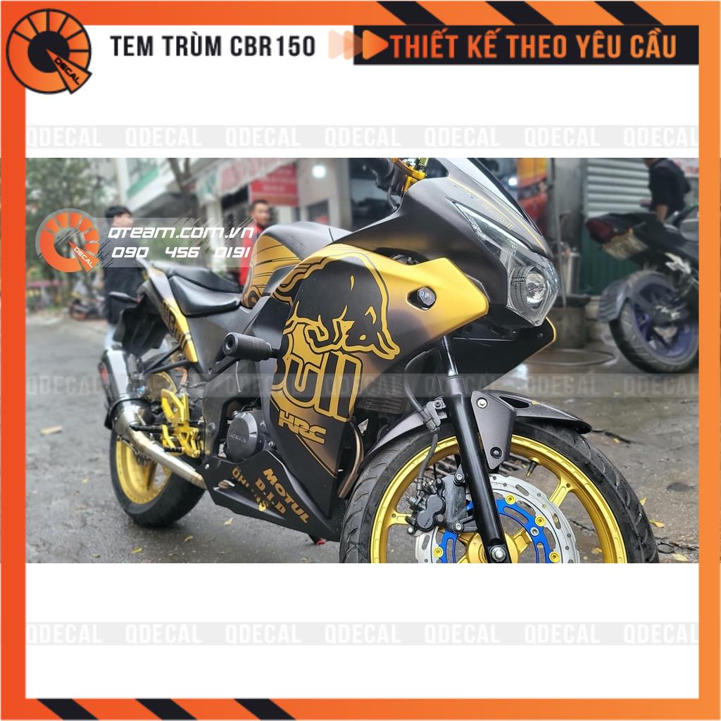 Tem trùm CBR150 decal 3 lớp kiểu Redbull tông đen vàng decal thiết kế theo yêu cầu