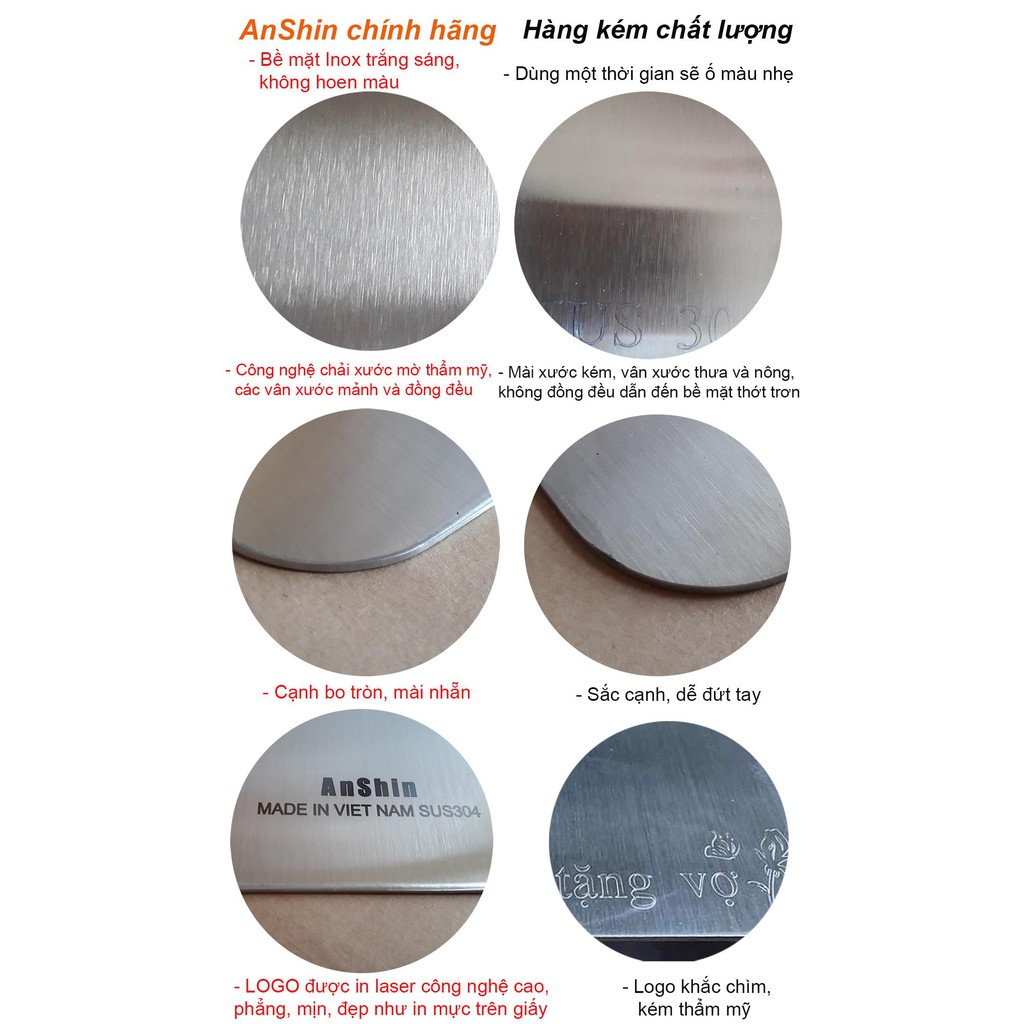 Thớt inox SUS 304 Anshin – kháng khuẩn, trọn đời không han gỉ – hàng Việt Nam sản xuất