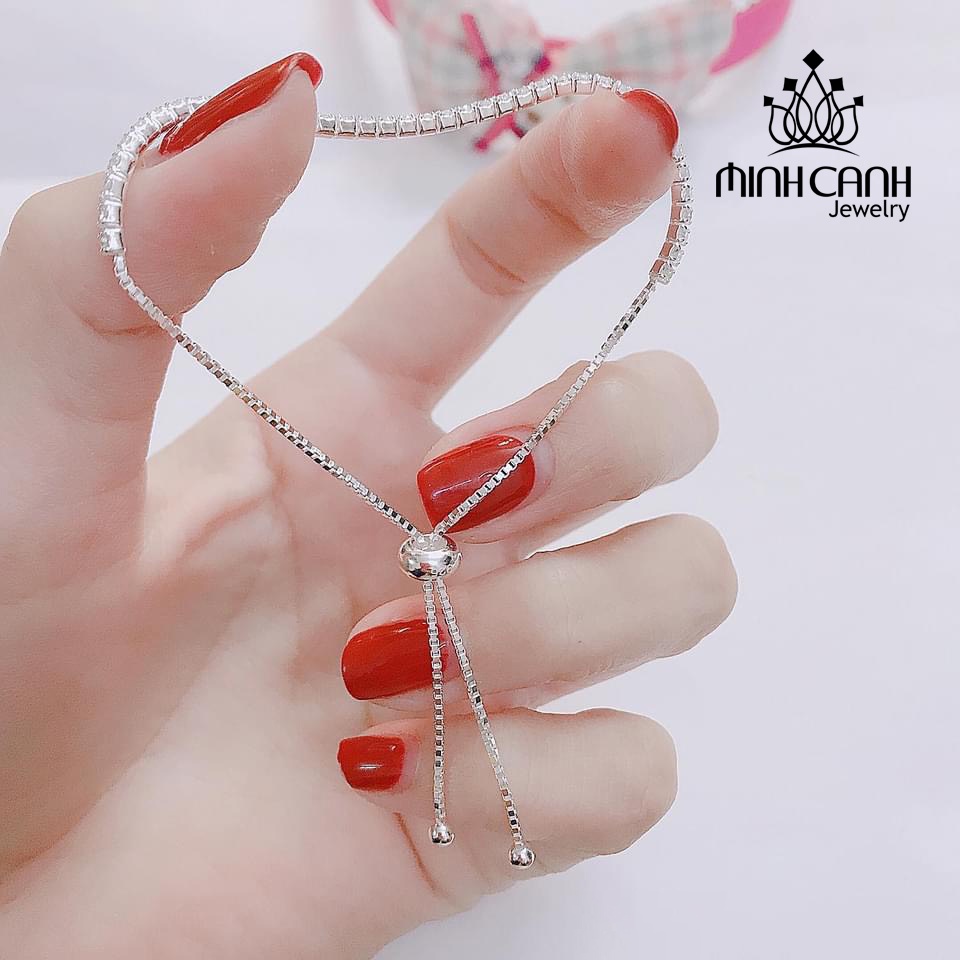 Lắc Tay Bạc Dải Đá Dây Rút Minh Canh Jewelry