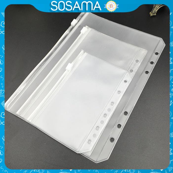 Bìa sổ còng binder SOSAMA bìa còng 6 lỗ A5 A6 kiêm túi đựng có khóa kéo SN-001337
