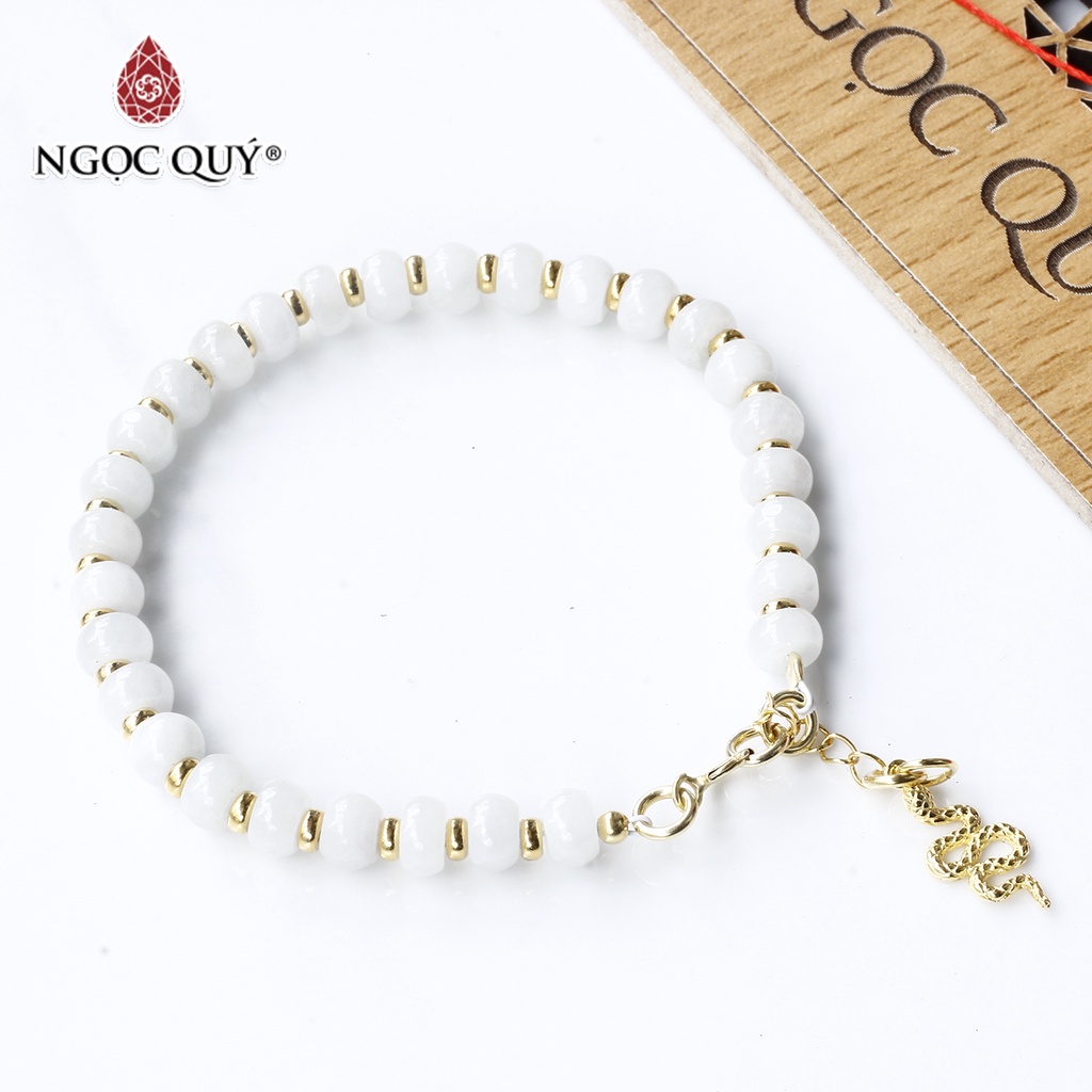 Vòng CT phỉ thúy phối charm bạc mạ vàng - Ngọc Quý
