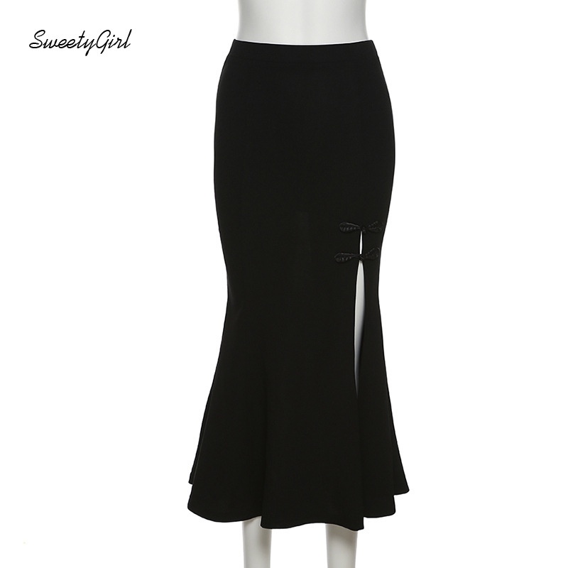 Chân Váy Đuôi Cá Midi Lưng Cao Màu Trơn Thời Trang 2022 Cho Nữ