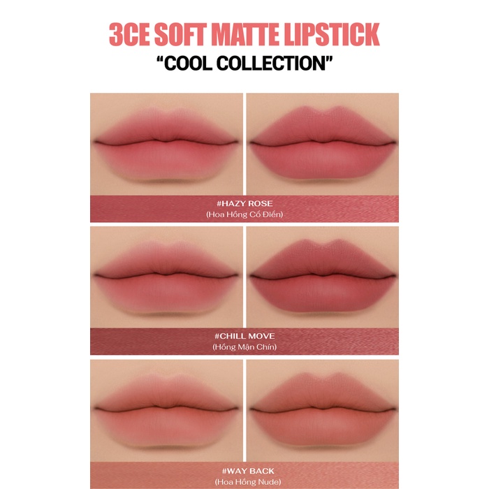 Son Thỏi 3CE Soft Matte Lipstick Warm & Cold Edition