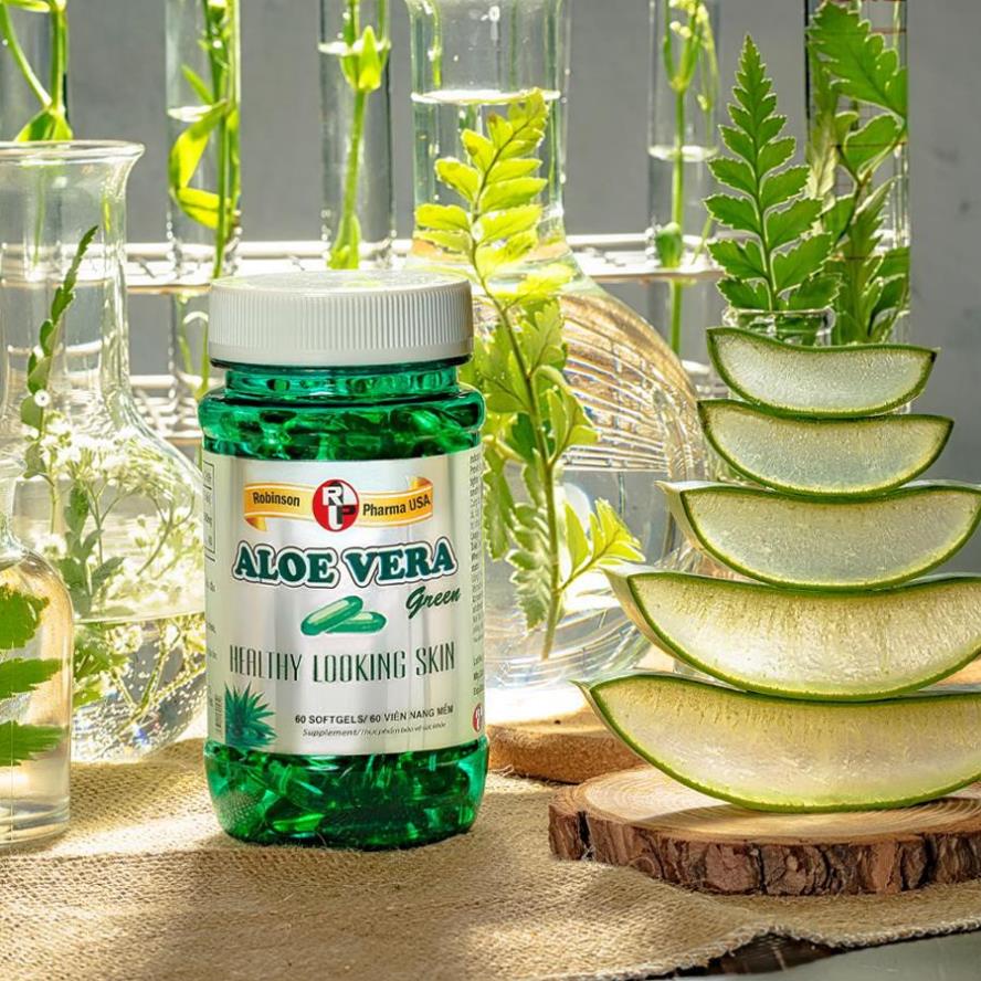 Aloe Vera Green – Viên uống lô hội giúp dưỡng da, giữ ẩm da, ngăn ngừa lão hóa (lọ 60 viên)